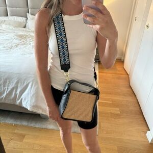 Raffia Bag in Black Leather from Carro Positano BRAND NEW